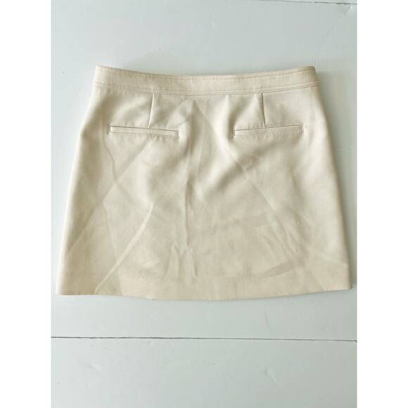Theory Vanilla Wrap Mini Skirt 4 Cream Wool Blend Snap Pocket Preppy Academia - Picture 11 of 11